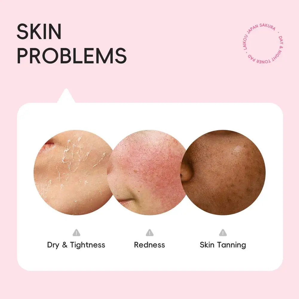 Sakura Toner Pads for Soothing, Hydrating & Redness Relief, Gentle for Sensitive Skin,Daily Night Moisturizing Face Skin Care