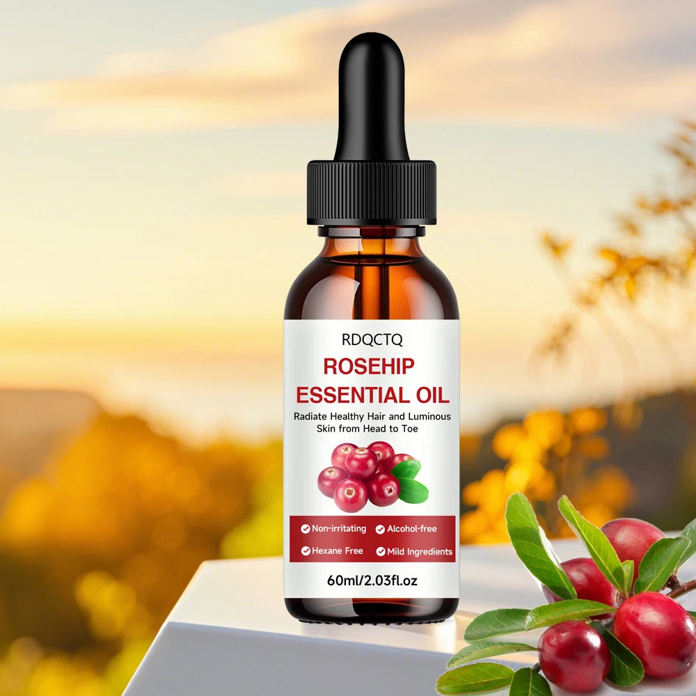 Rose Hip Oil for Hair & Skin - Pure Natural Moisturizing Essential Oil, Alcohol-Free, Nourishing Care for Healthy Look
