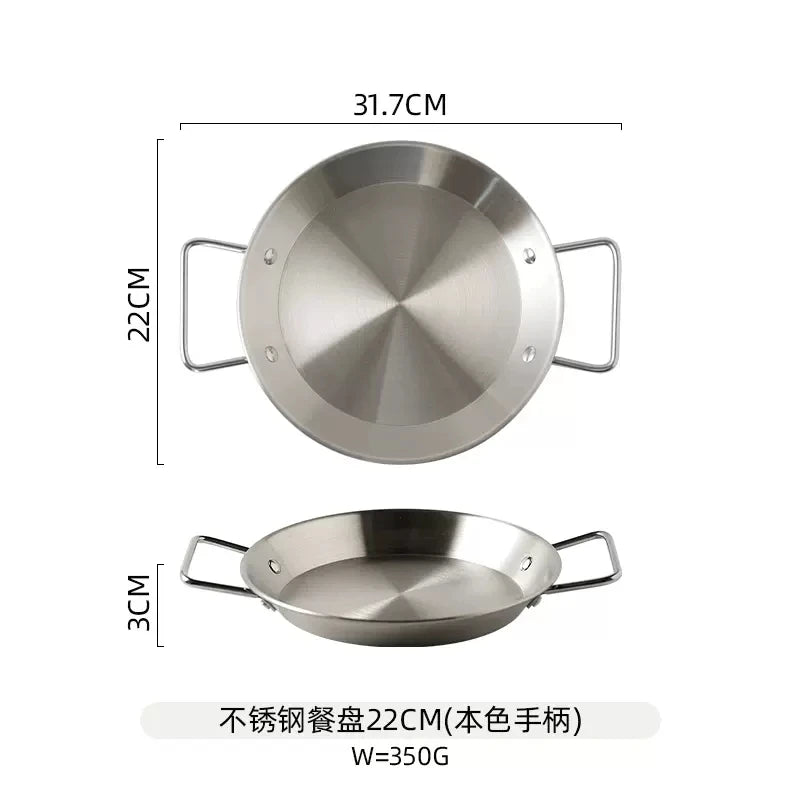 Spanish seafood rice Pot thickened stainless steel Cooking Paella Pan Lobster Snack Plates Saucepan Dry Pots Double Ears HotPot
