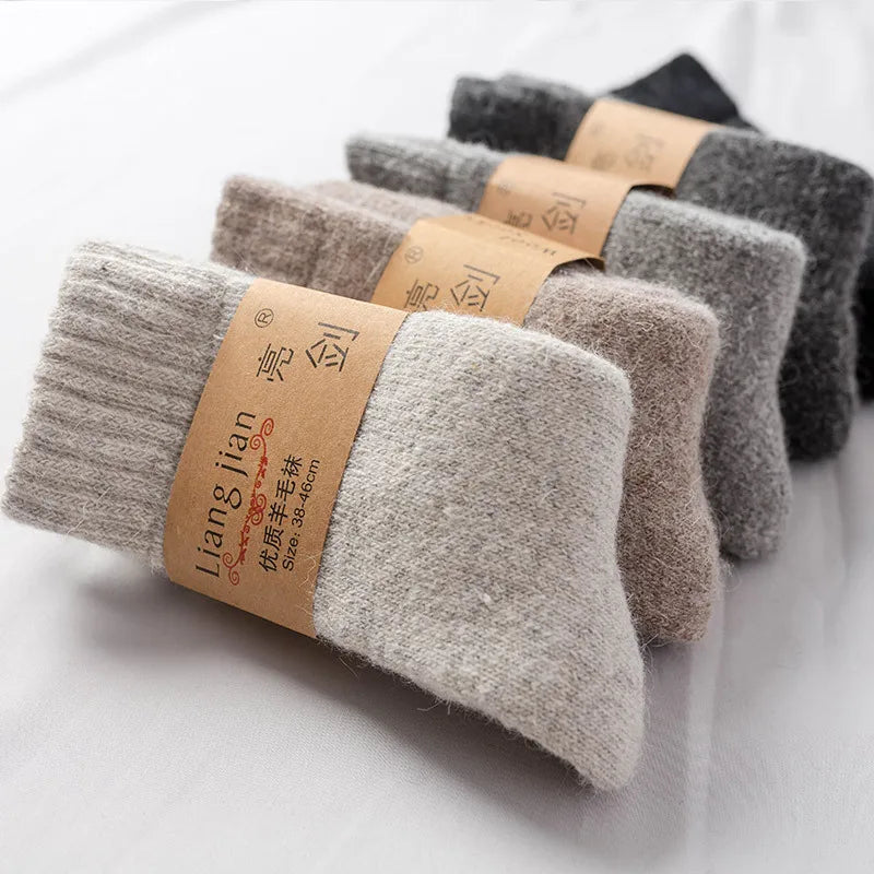 Men's Socks Winter Socks Calceta Hombre Skarpety Meskie Harajuku Super Plush Warm Funny Thickened Solid Socks Merino Wool Socks