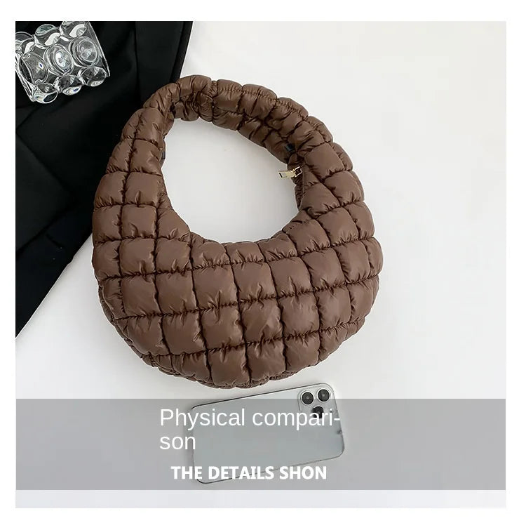 Quilted Embroidered Thread Women's Bag Pleated Cloud Mini Handbags Down Padded Lightweight Clutch Bag Cotton Small Shoulder Bags