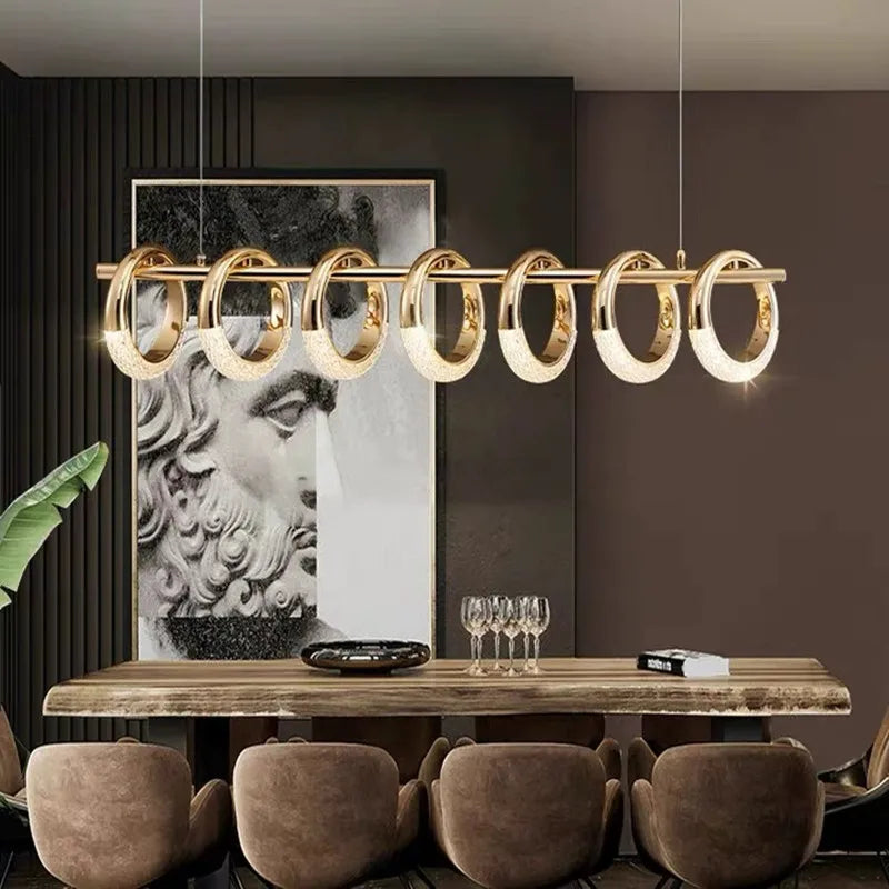 Modern Chandelier For Living Room Bedroom Nordic Golden Ring Ceiling Lamp Luxury Home Decor Indoor Ceiling Light Lustre Fixtures