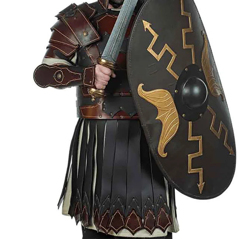 Medieval Ancient Greek Roman Legion Gladiator PU Leather Cuirass Shoulder Chest Armor Viking Warrior Knight Cosplay Costume LARP