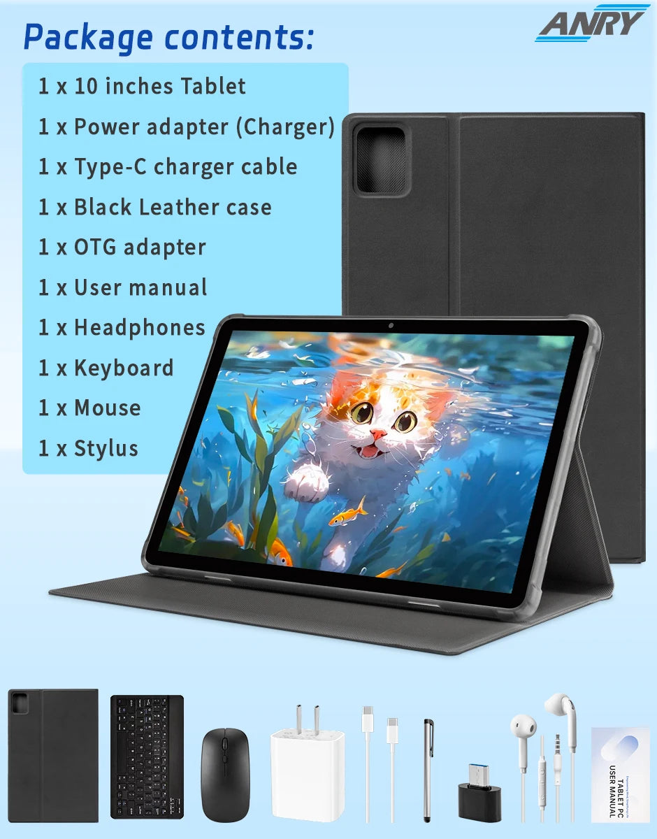Tablets 10.1Inch Android 15 Tablets 2025 Android Tablets 12GB+128GB, 2 in 1 Tablet with Keyboard, Powerful Octa-Core+13MP Camera