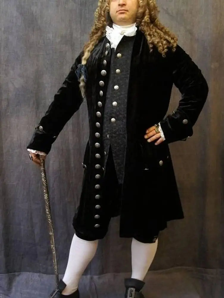 Men's Rococo Baroque Costume Velvet Frock Outfits Victorian Royal Court King Suit Vintage Historical Theater Costume Custom Made