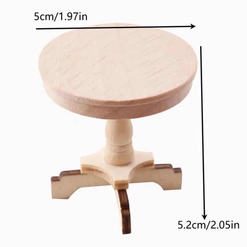 Dollhouse Miniature Coffee Table Small Round Table Original Wood Table Furniture Home Model Decor Toy Accessorie