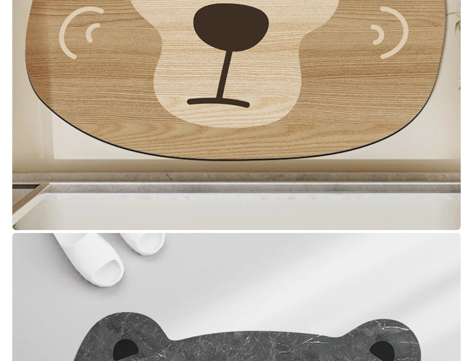 Bathroom Carpet Non-slip Water-absorbent Dirt-resistant Floor Mat Cute Animal Head Pattern Rug Irregular Size Home Decor Mats