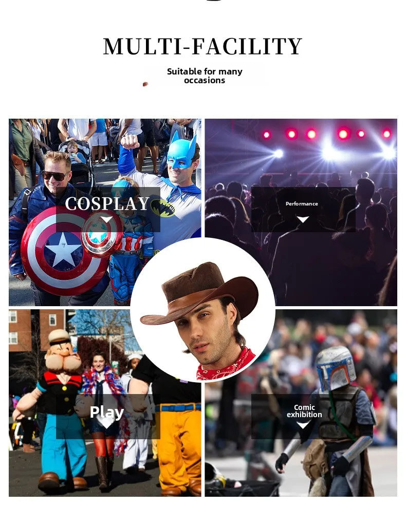 Adult Men's Western Cowboy Costume Halloween Cosplay Masquerade Role-playing Performance Outfit Traditional Chinese Stage Cos...