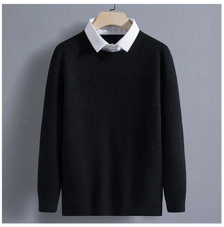 Men's Clothing Autumn Winter Long Sleeve New Tops T-Shirts Round Neck Fashion New Comfortable Solid Color Sweaters