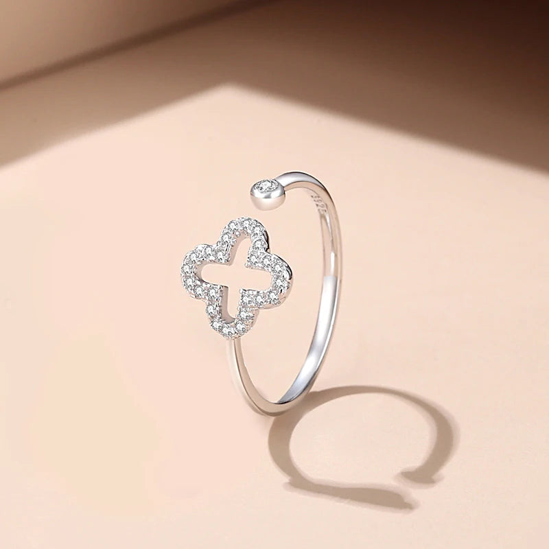 European Shine S925 Sterling Silver Couple Ring AAA CZ Lucky For Women Birthday Party Gift Jewelry