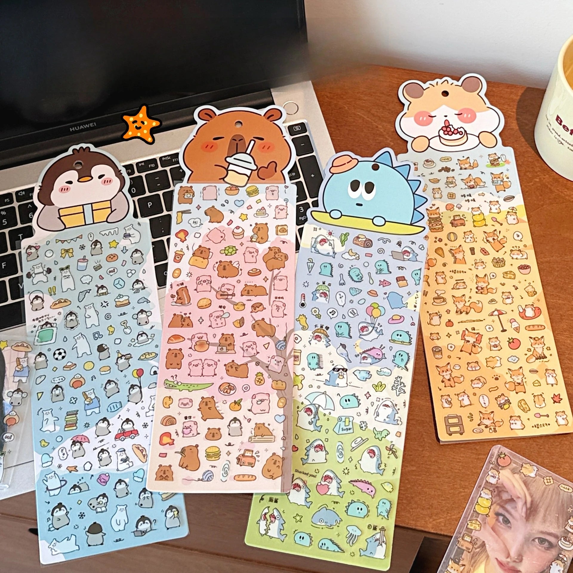 4 Sheets Stickers Cute Animal Handbooks Decorative Stickers Cute Fun Stickers