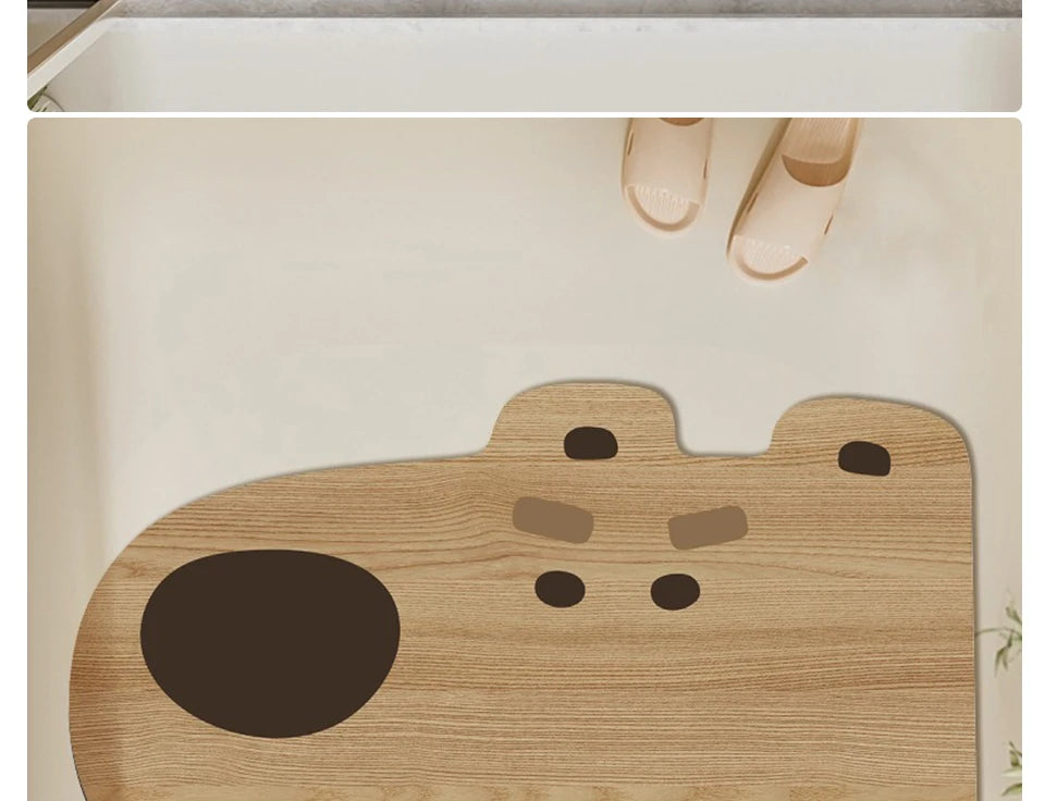 Bathroom Carpet Non-slip Water-absorbent Dirt-resistant Floor Mat Cute Animal Head Pattern Rug Irregular Size Home Decor Mats