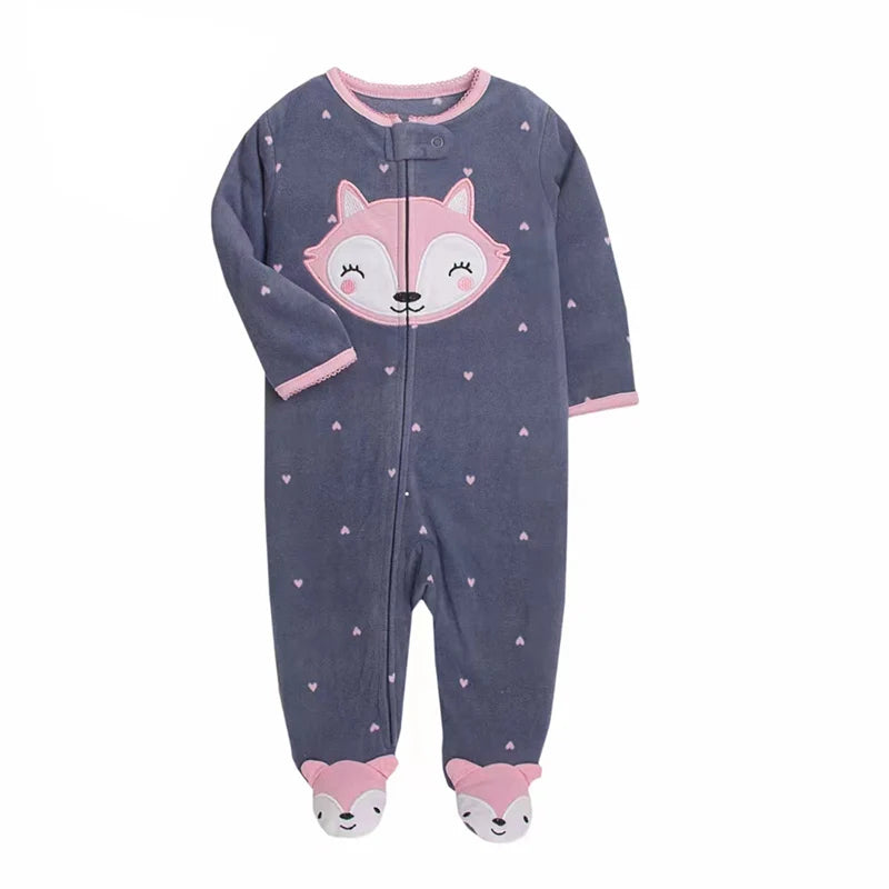 Newborn Baby Boy Girl Rompers Clothes Winter Pajamas Zipper Fleece Fall Infants Outfit Animal Jumpsuit Clothing 0 -12 Months New