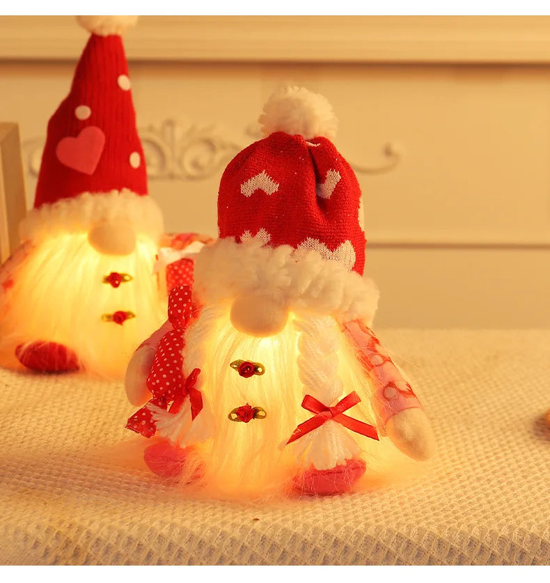 Valentine's Day Decorations Glowing Gnome Faceless Doll Ornaments Plush Knitted Love Faceless Dolls Holiday Party Surprise Gift