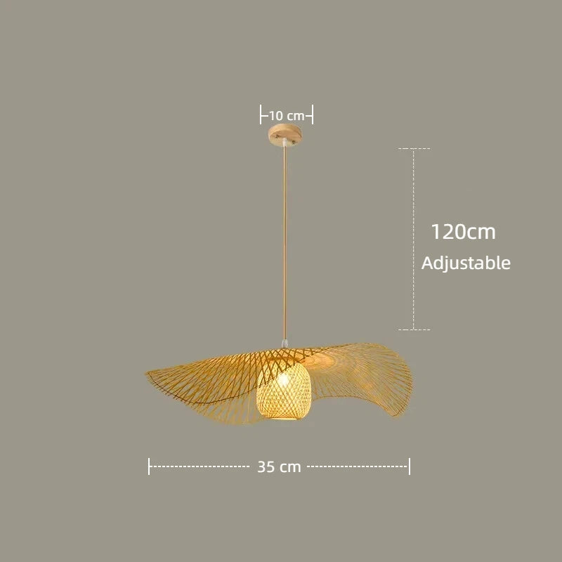 Handmade Vintage Bamboo Pendant Lamp Lustre Restaurant Café Chandeliers Wood Base E27 Lighting Hotel Bedroom Classic Home Decor