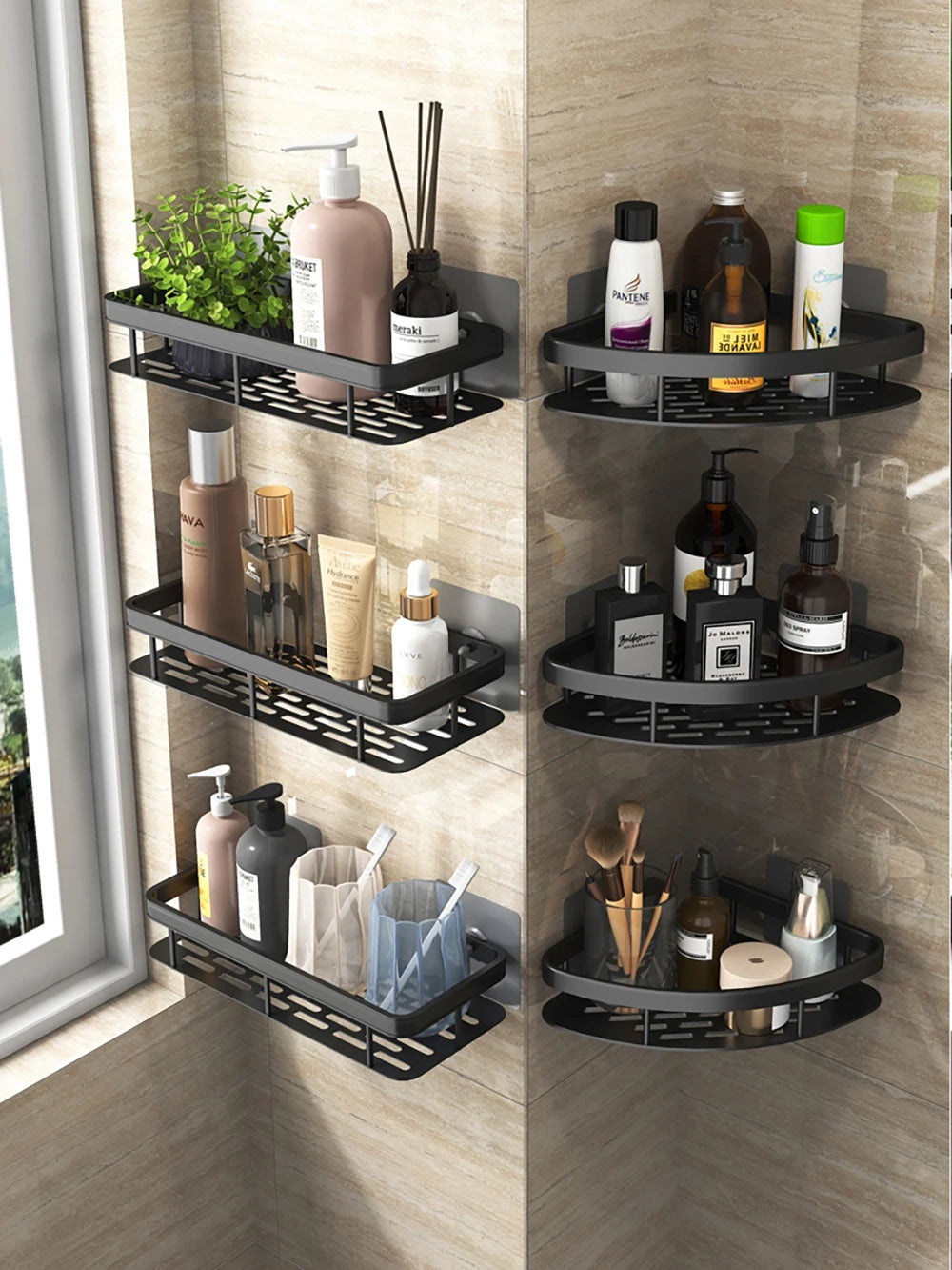 Bathroom Shelf Bathroom Towel Rack Shelves Wall Shower  Shampoo Rack No Drill Shelf Bathroom Tripod Storage Rack