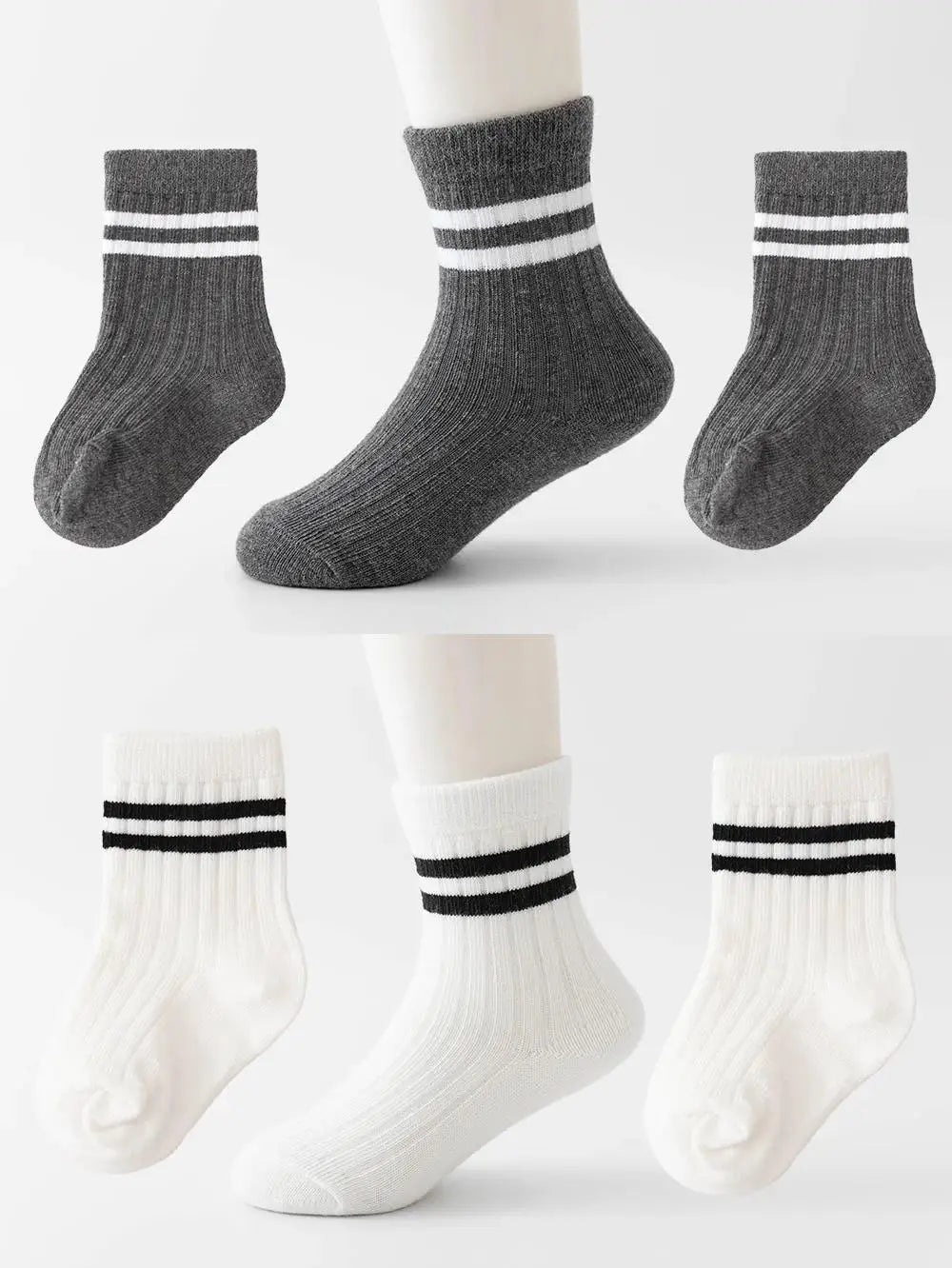 4 Pairs/set Babys Boys Striped Socks Pure Cotton Ribbed Toddler Boys Ankle Socks Pack Soft Kids Accessoies Clothes For 0-5Y Boys