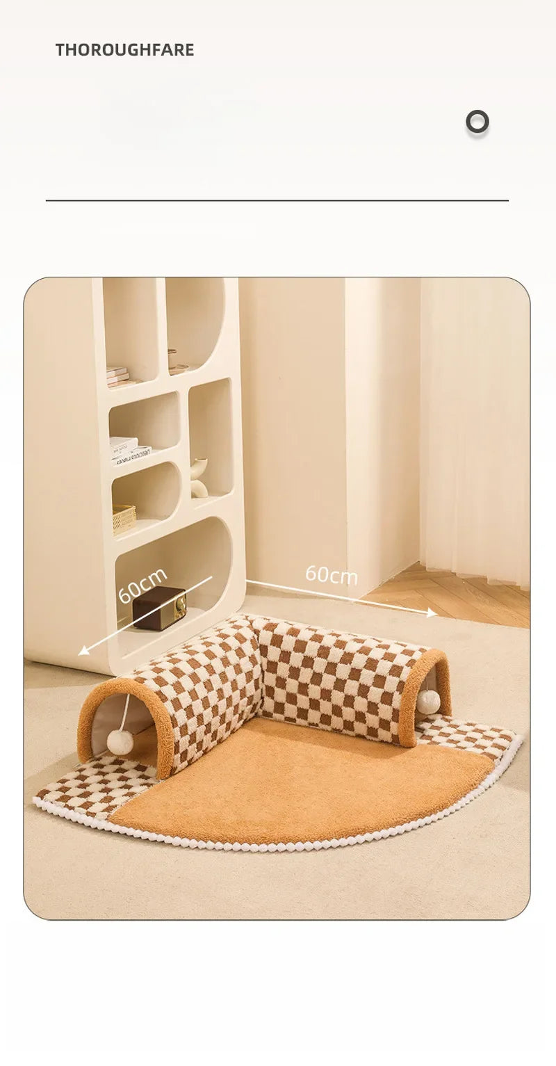 Cat Bed Can Play Cat Tunnel Dog House Bed Kitten Dog Basket Bed Cute Cat House Home Mat Pet Kennel Products Cama Para Gatos