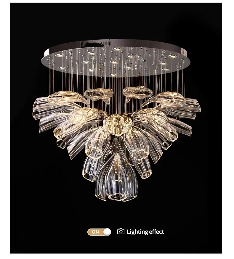Italian Creative Petal Glass Pendant Lamp Modern Chandelier For Living Room BedroomKitchen Luxury Home Decor Lustre Hanging Lamp