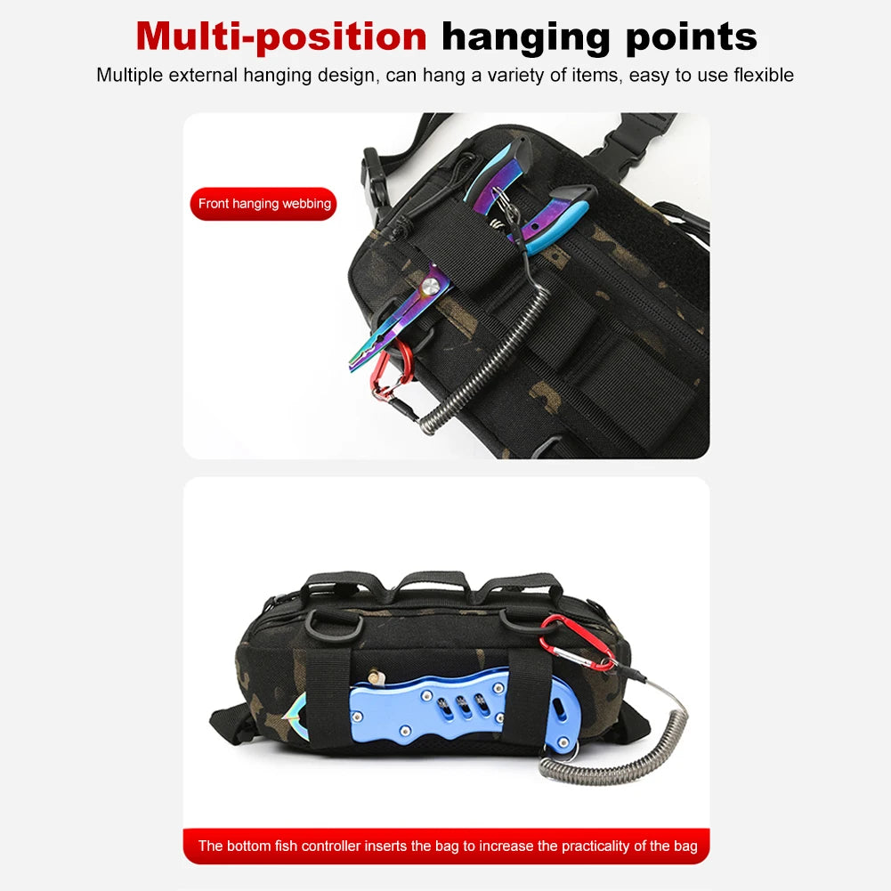 Fishing Chest Bag Men's Tactical Bags Waterproof Molle Nylon Climbing Camping Backpacks Outdoor Travel Vest Backpack Fanny Pack