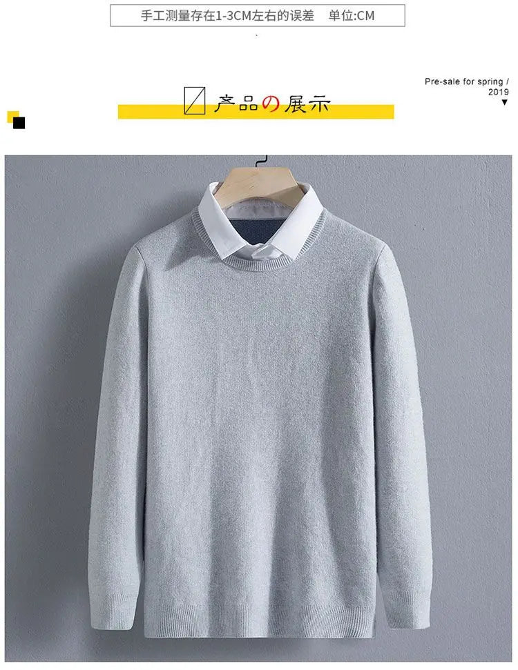 Men's Clothing Autumn Winter Long Sleeve New Tops T-Shirts Round Neck Fashion New Comfortable Solid Color Sweaters