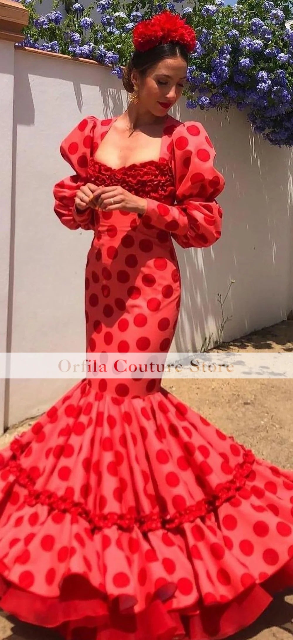 White Black Evening Dress Long Sleeves Polka Dot Skirt 2025 Spanish Prom Dance Dresses Special Occasion Party Gowns