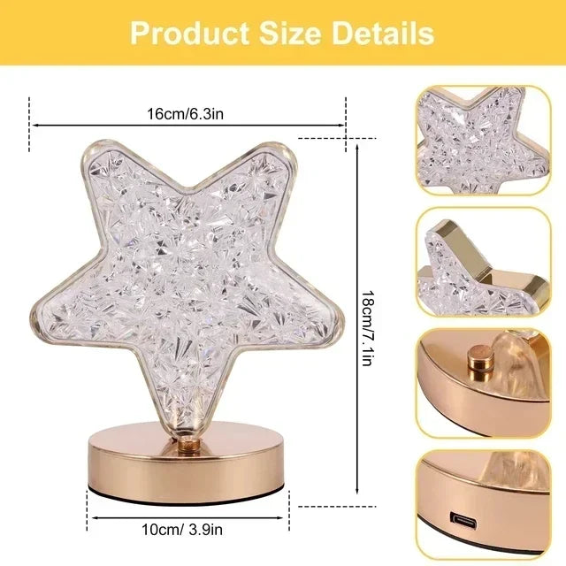 1-2PCS Bedroom 3Color Touch Dimming Night Light Girls Kids Room Home Decor Bedside LED Ambient Table Moon Stars Atmosphere Lamp