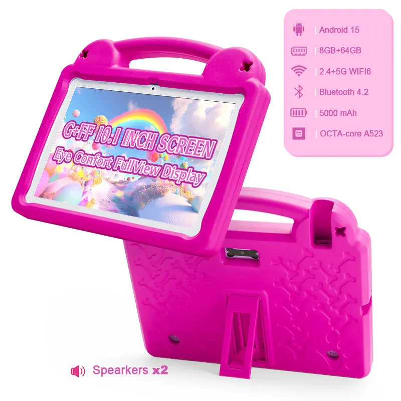 Paitanry 10.1 Inch Kids Tablet 5000Mah Octa-Core 8GB（4+4 Expand）RAM 64GB ROM A523 2.0GHZ Learning Education Children's Tablets