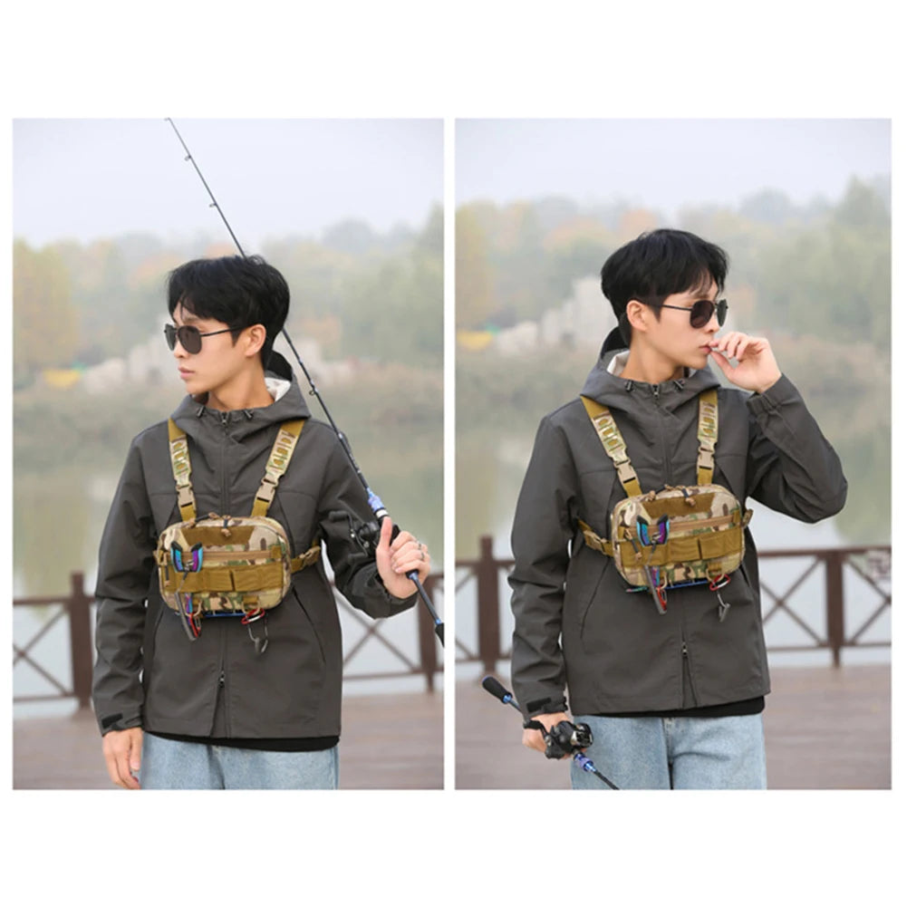 Fishing Chest Bag Men's Tactical Bags Waterproof Molle Nylon Climbing Camping Backpacks Outdoor Travel Vest Backpack Fanny Pack