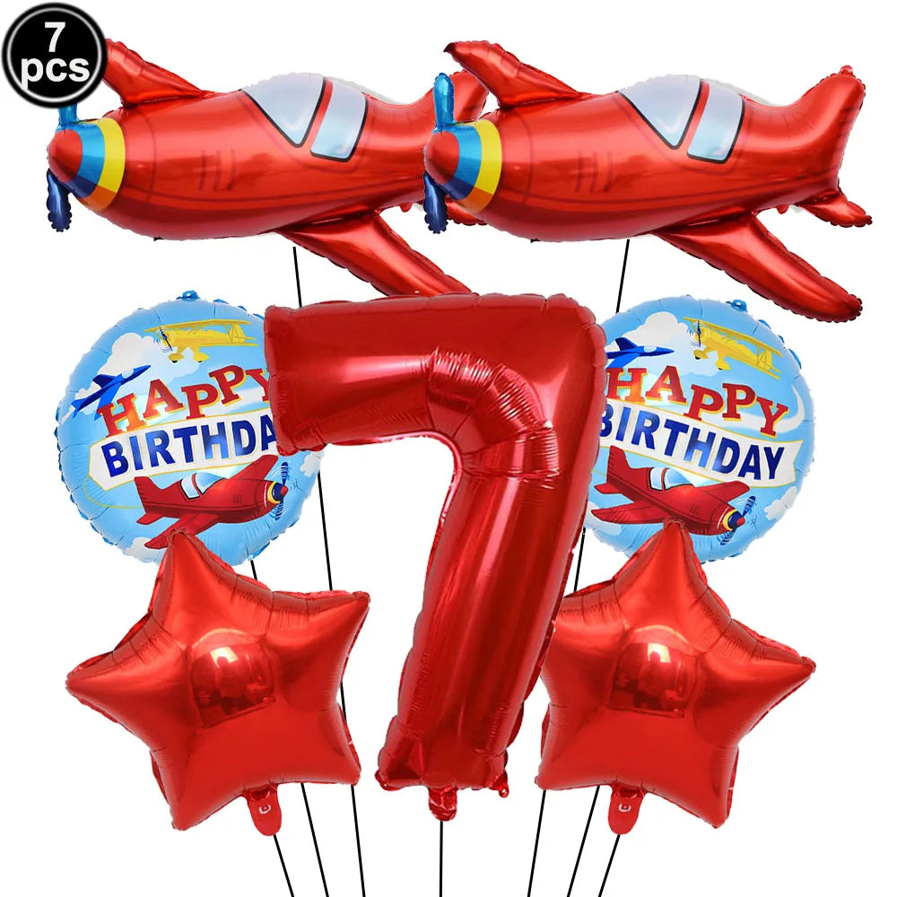 Airplane Birthday Party Supplies Plane Party Paper Plates Napkins Balloon Airplane Tablecloth Tableware for Baby Shower Decors