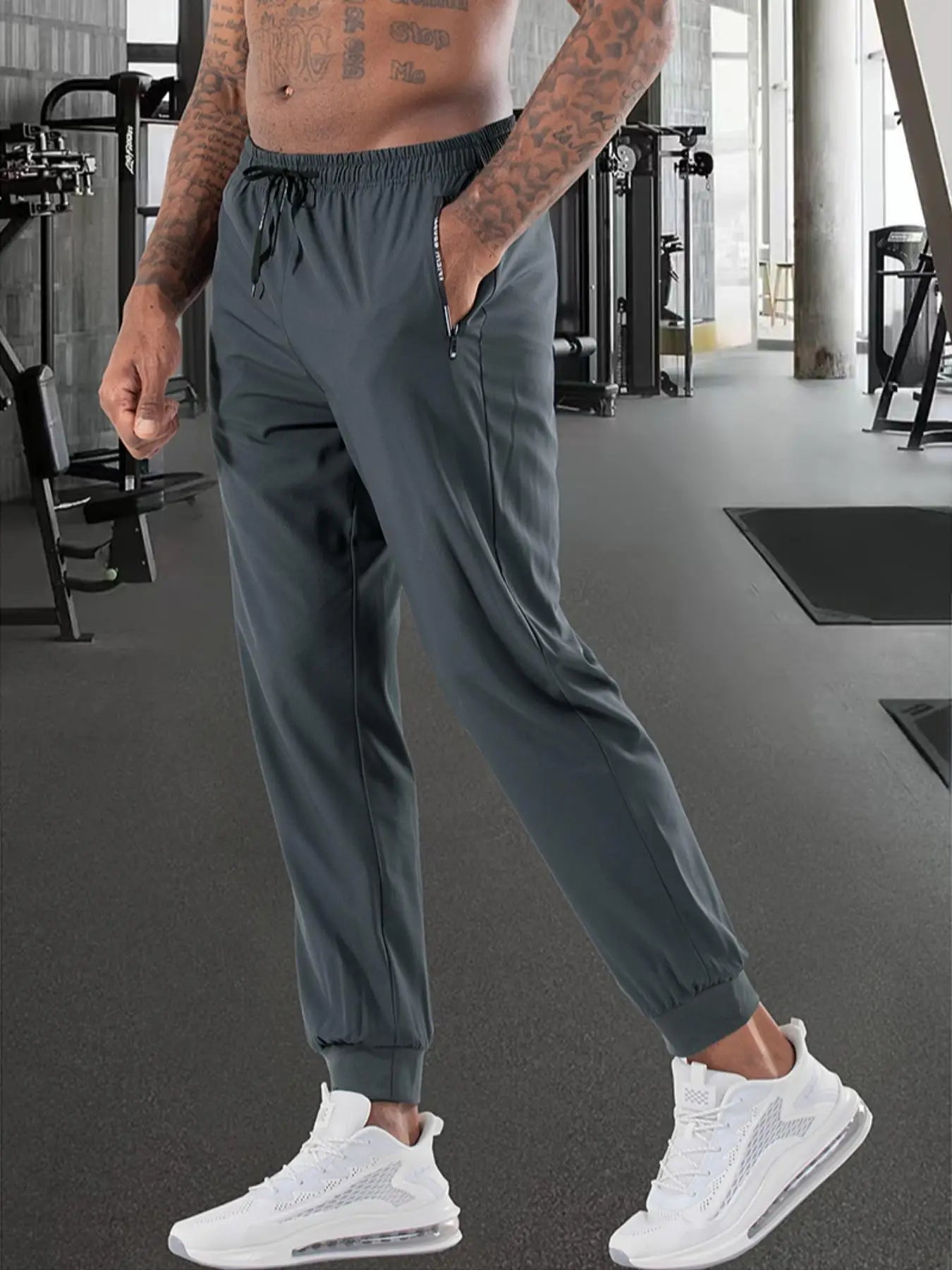 Men's Summer Sports and Casual Trousers Single-Piece Set, Leggings Trousers, Thin, Comfortable Fabric, Zipper Design, Suitable for Home Leisure, Sports, Running Exercise, Daily Work Clothing