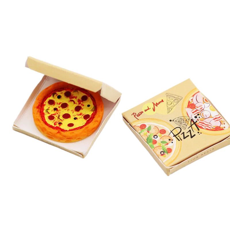 Dollhouse Takeaway Boxed Pizza 1:12 Dollhouse Miniature Simulation Kitchen Pizza Small Ornament Model DIY Kid Toy Accessories