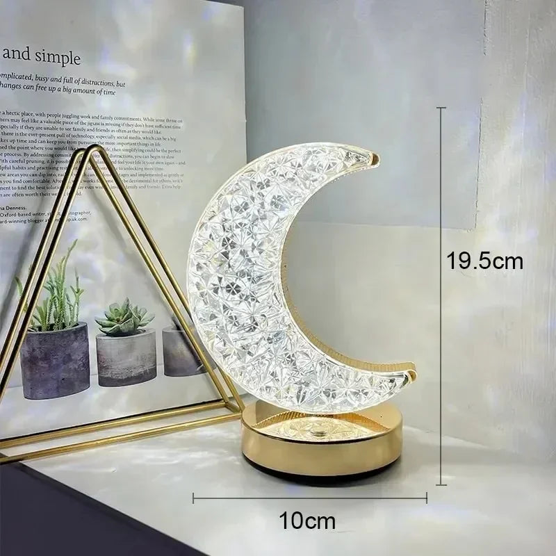 1-2PCS Bedroom 3Color Touch Dimming Night Light Girls Kids Room Home Decor Bedside LED Ambient Table Moon Stars Atmosphere Lamp