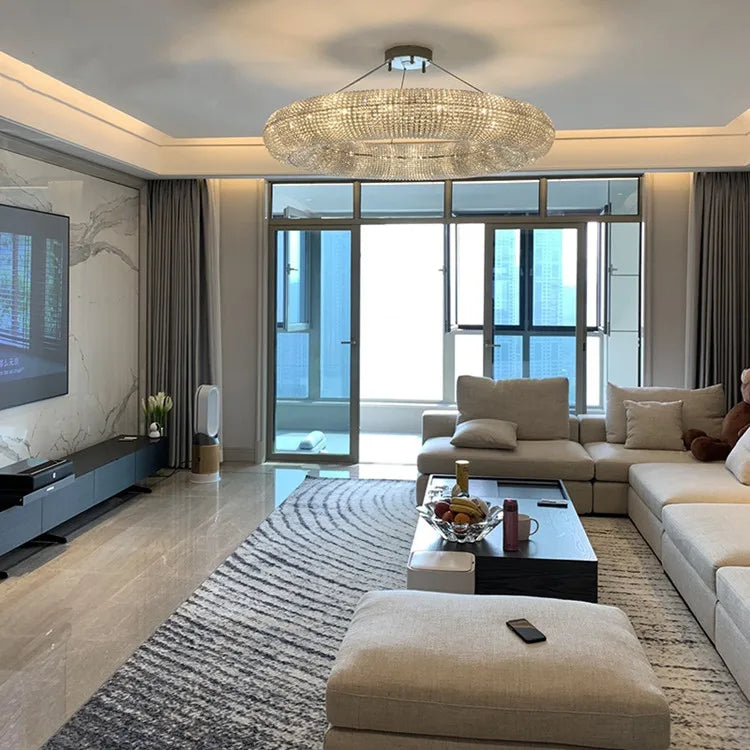 American Luxury Loft Led Chandelier Modern Living Room Pendant Lights K9 Crystal Suspend Lamp Home Decor Indoor  Lustre Fixtures
