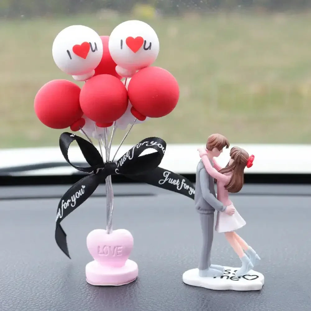 Cartoon Couples Car Decoration Accessories Romantic Lovers Figurines Balloon Ornament Auto Interior Dashboard Accessories Gifts