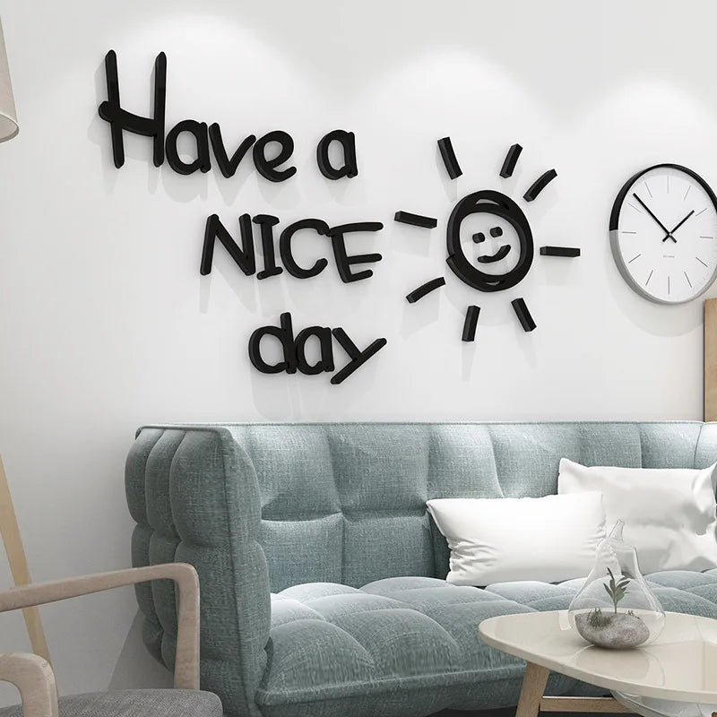 Have a Nice Day Vinyl Wall Sticker Lovely Sun Home Decoration Decals Kid Room Bedroom Art Wall English Alphabet Mirror Wallpaper