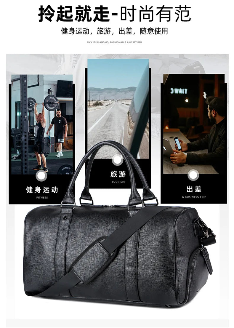 Men's Travel Bag Luxury Large Capacity  Luggage Duffle Bag Leather Portable Durable Crossbody Gym Purse Handbag Luggage Outdoor