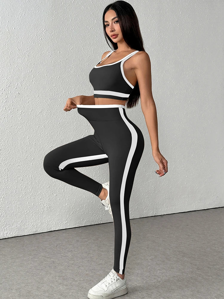Women's Pants & Camis Sports Clothing Summer Streetwear Fashion New Striped 2 Piece Casual Slim Elegant Female Knitted Clothing