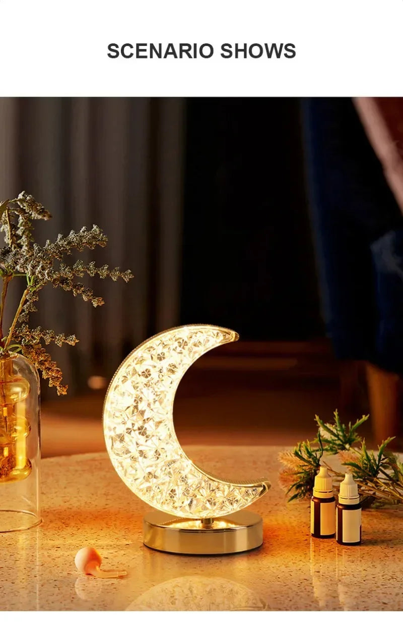 1-2PCS Bedroom 3Color Touch Dimming Night Light Girls Kids Room Home Decor Bedside LED Ambient Table Moon Stars Atmosphere Lamp