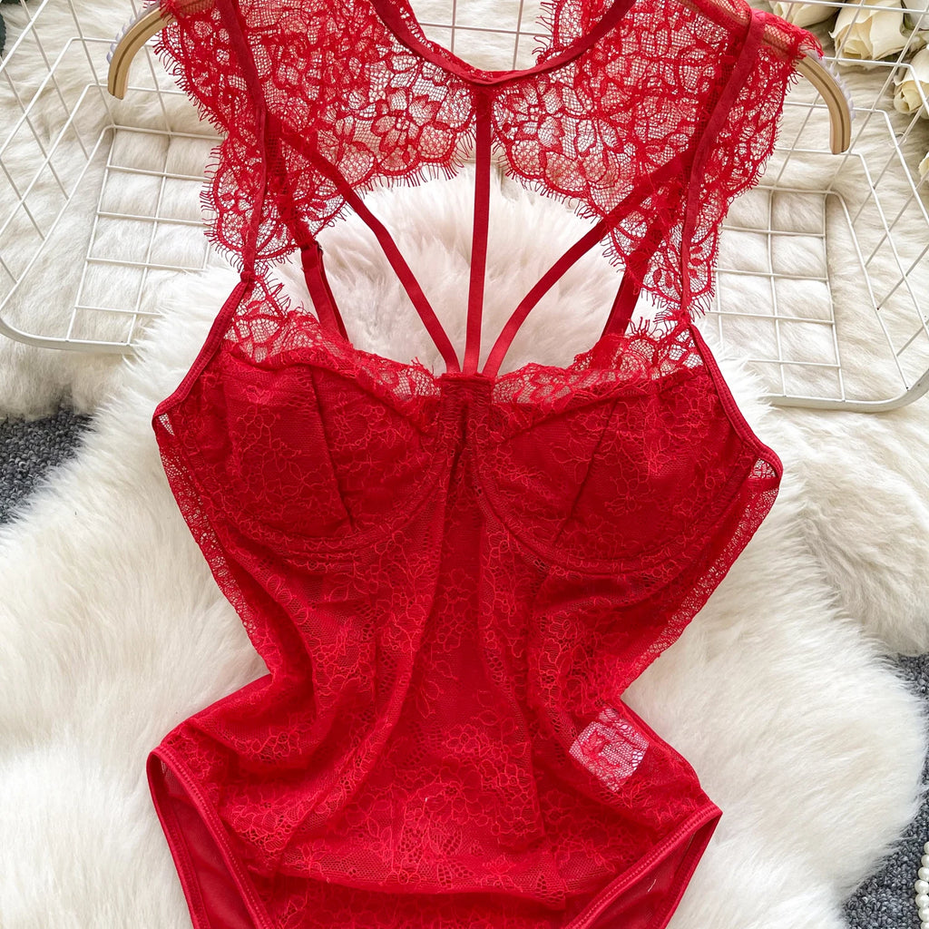 Summer Women Hot Girl Camis Jumpsuit Tank Top Mesh Lace Hollow Out Slim Fit Crop Top for Stylish and Sexy Look