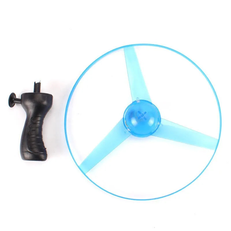 Kids Luminous Flying Disc Propeller Toys LED Lighting Pull String Flying UFO Toy Spinning Top Outdoor Game Sports Toy Gift