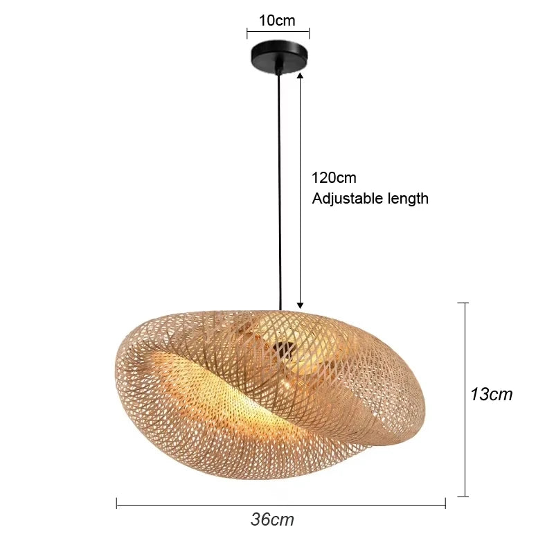 Handmade Vintage Bamboo Pendant Lamp Lustre Restaurant Café Chandeliers Wood Base E27 Lighting Hotel Bedroom Classic Home Decor