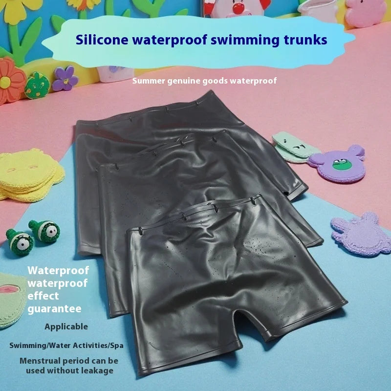 Waterproof Silicone Swim Trunks Quick-Dry Beach Swimming Shorts Men Women High-waist Pool Water Park Rafting High-elastic Trunk