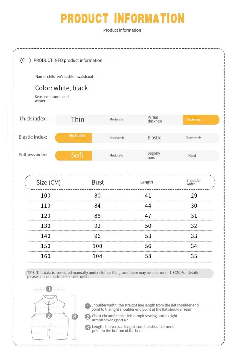 Fashion Baby Boy Girl Winter Toddler Vest Cotton Padded Child Waistcoat Solid Color Zipper Outwear Warm Thick Baby Clothes 1-12Y