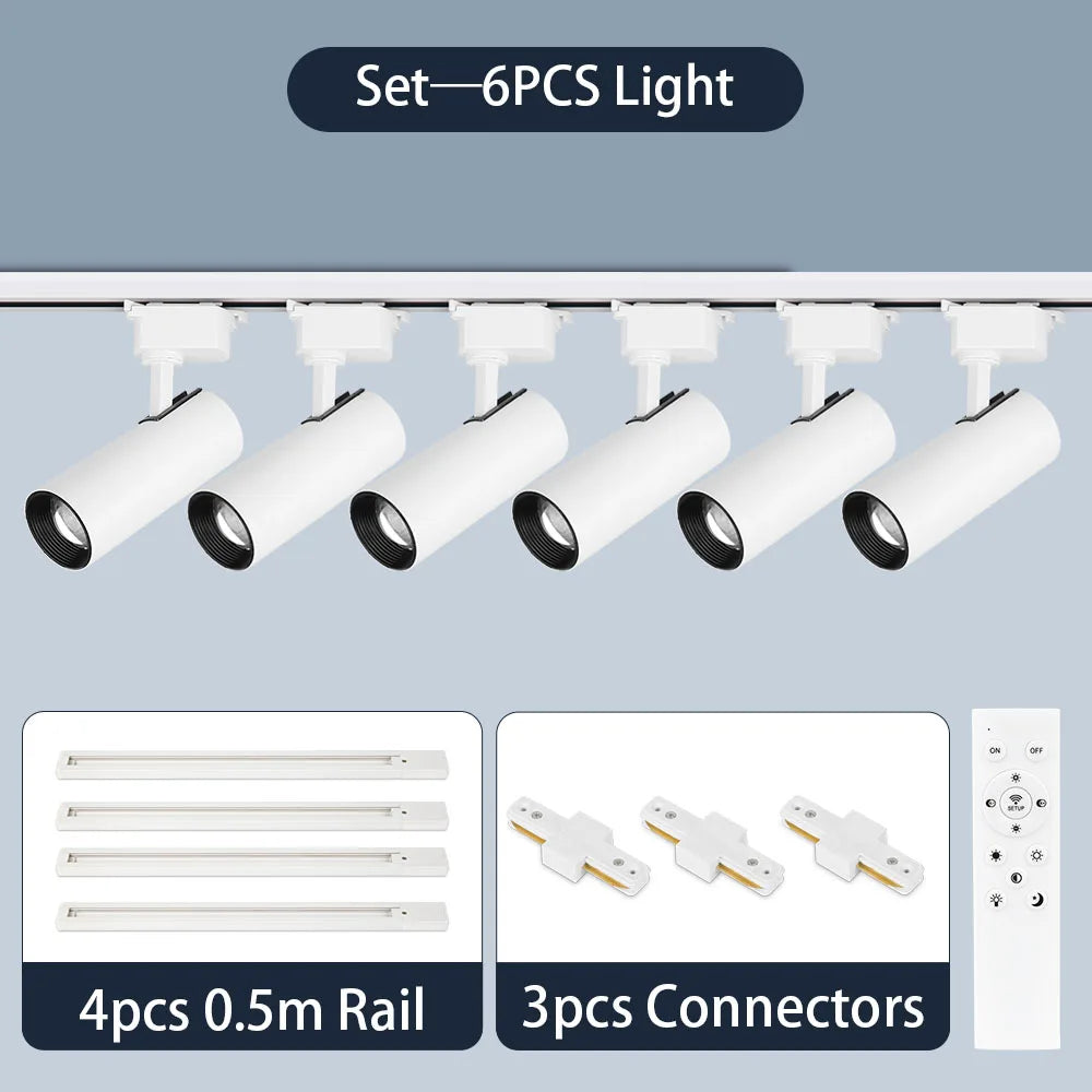 Dimmable Track Light with Remote Control Led Spot Lights 110V 220V Ceiling Lamp for Living Room Bedroom Kitchen Linear Lighting