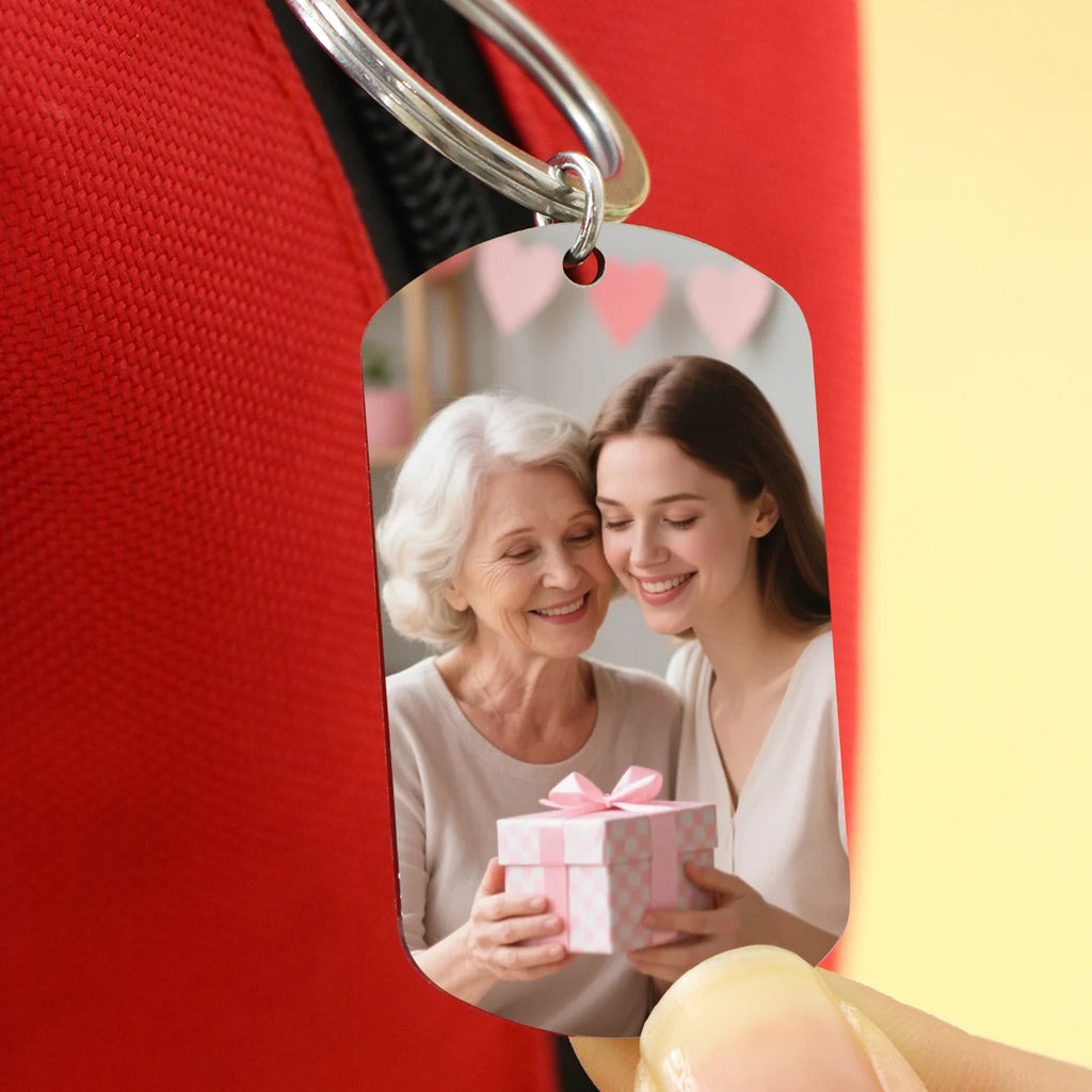 Photo Keychain With Text, Custom Mother’S Day Gift Key Chain For Mom, Personalized Picture Keychain Keepsake, Custom Keychain
