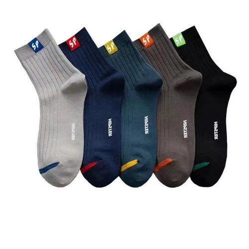 5 Pairs Men's Socks Mid-Calf Socks Warm Socks Long Sweat-Absorbing Breathable Socks Trendy Versatile Fall And Winter Sports Sock