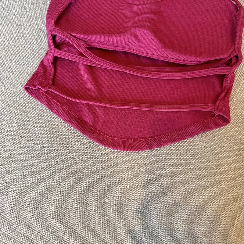 Summer Sexy ort Tank Top Women's Slim Fit Csole Vest Outerwear with Chest Pad Strap Vest Pure Color Faion Design