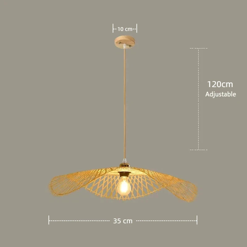 Handmade Vintage Bamboo Pendant Lamp Lustre Restaurant Café Chandeliers Wood Base E27 Lighting Hotel Bedroom Classic Home Decor
