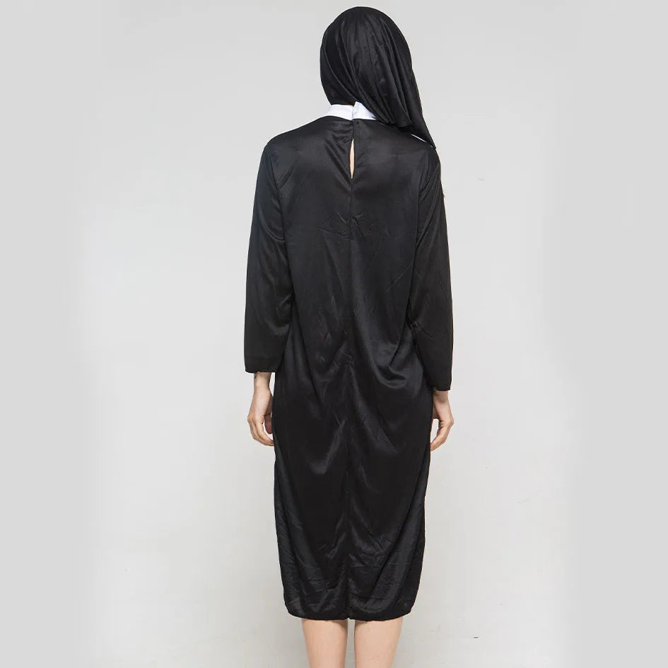 Halloween Costume Women's Nun Costume Traditional Adult Sister Black Robe Religious Costumes CosplayHalloween Costumes for Women